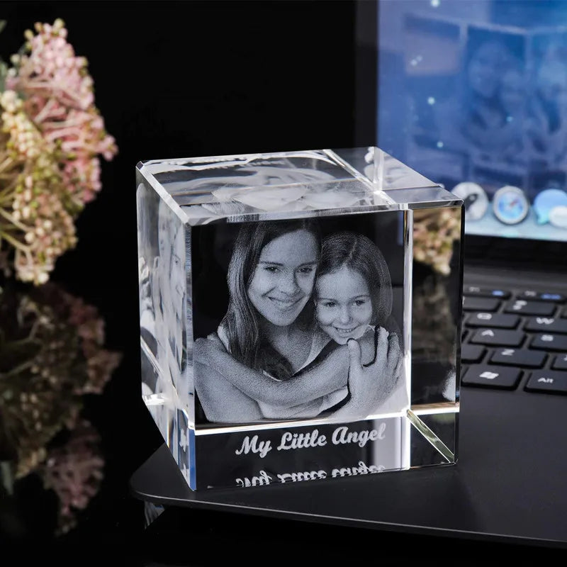 Moldura de Foto de Cristal Cubo Personalizada