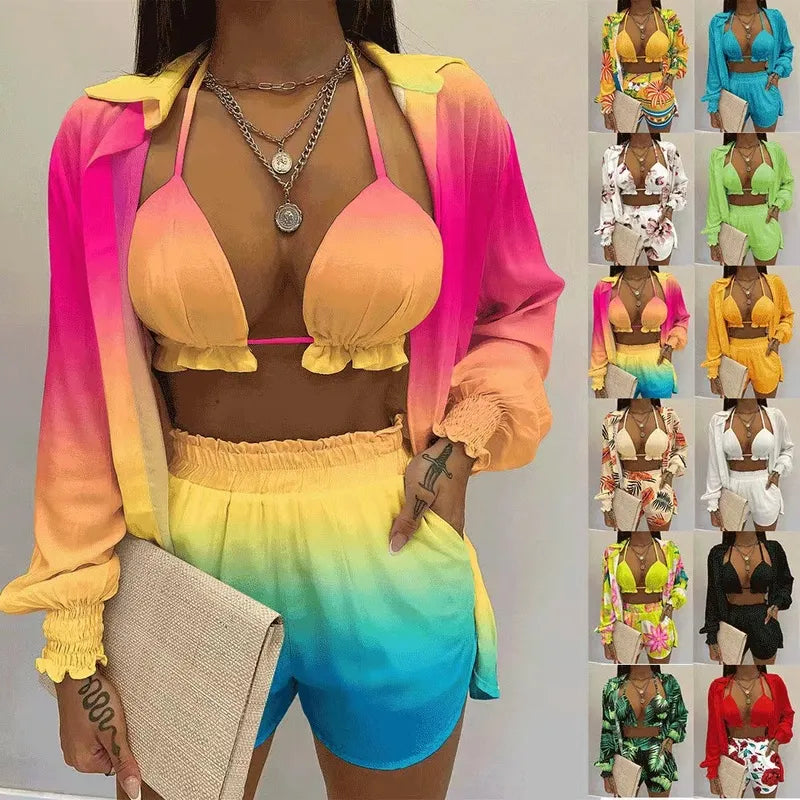 Conjunto de Praia Colorido Para Mulheres