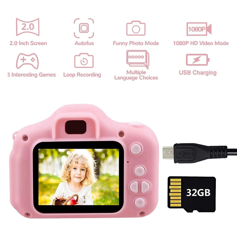 Crianças Câmera Digital Brinquedos para Meninas Meninos 1080p