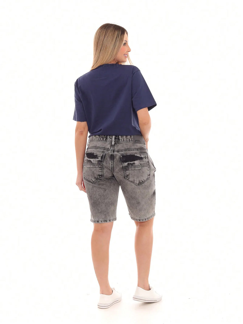 Women's Dark Black Stoned Jeans Shorts