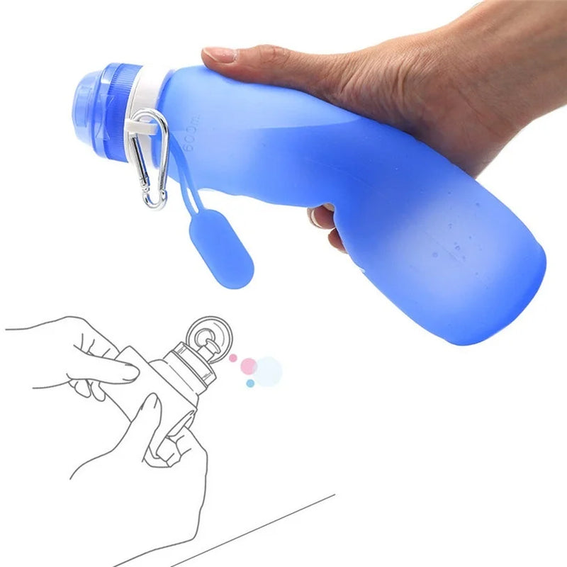 Garrafa Dobrável de 600ml Copo Silicone Viagem