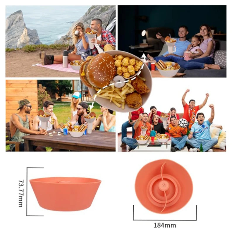 40oz Silicone Tumbler Snack Bowl for Stanley Cup Lightweight Durable Leakproof Snack Travel Tray Cup Holders for Kids Adults